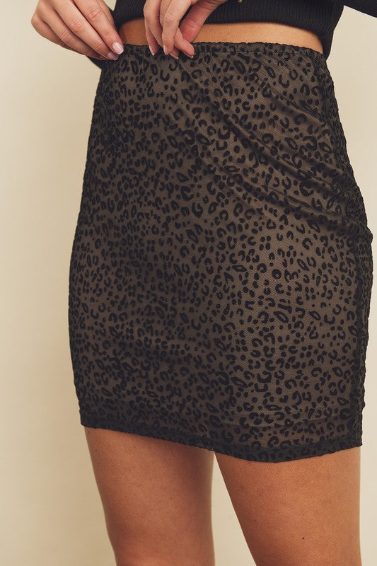 Leopard Velvet Mini Skirt