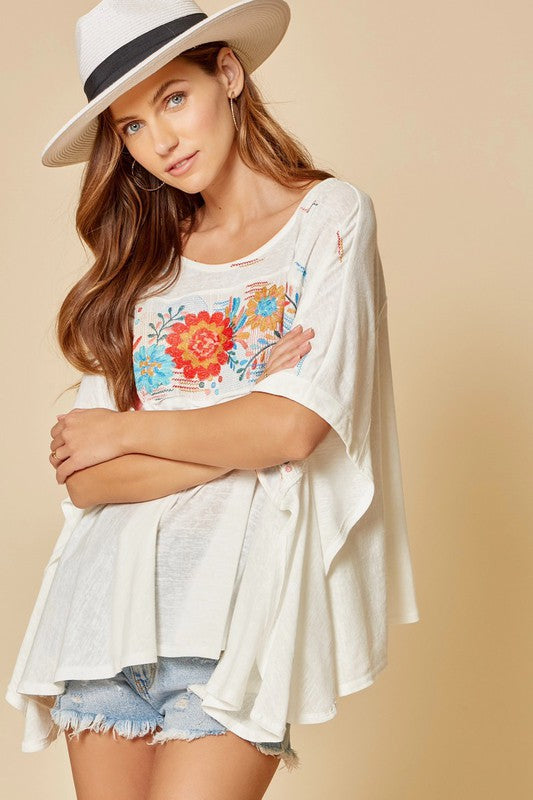 Wildflower Embroidered Knit Top