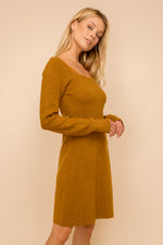 Fit and Flare Mustard Sweater Dress