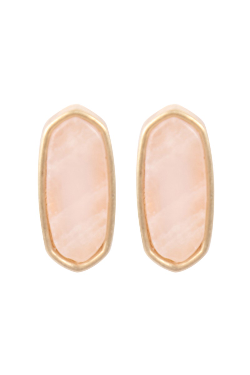 Pink Stone Post Earrings